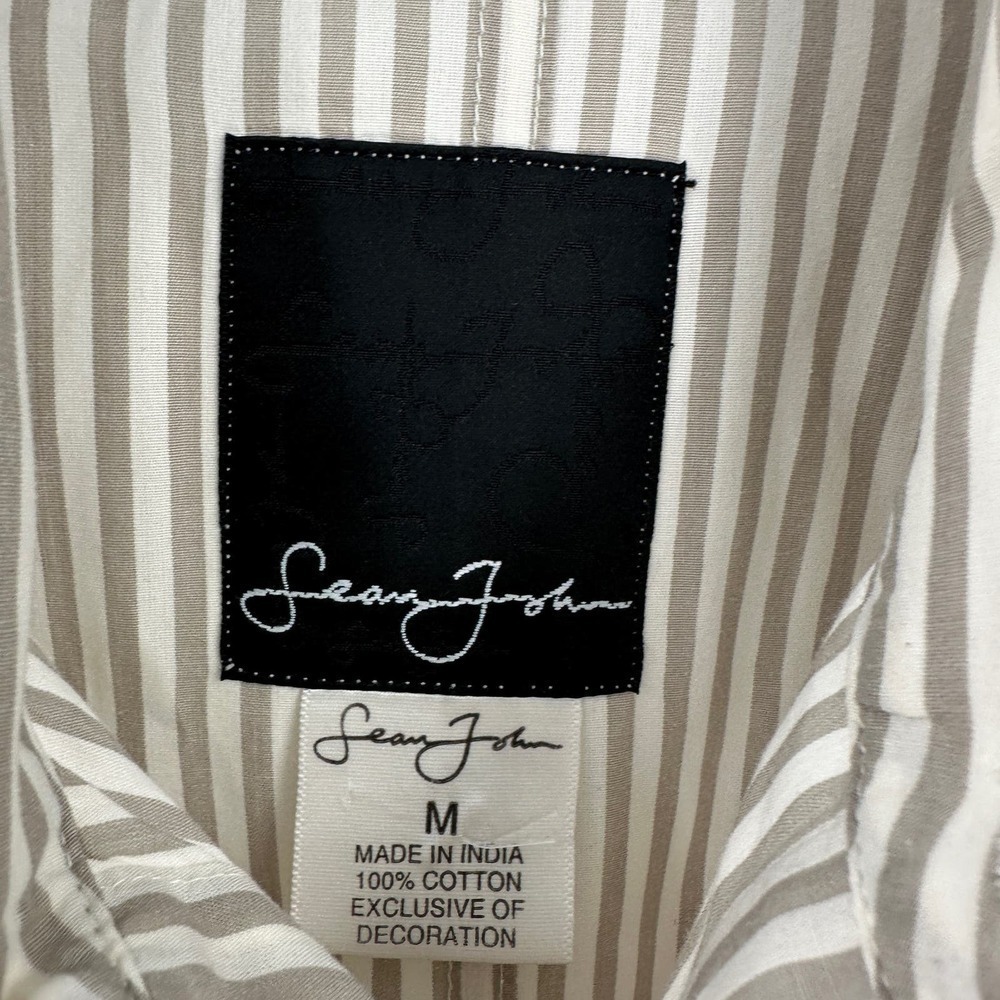 Sean John Striped Cotton Short Sleeve Button-Up Shirt Size Medium - Picture 5 of 9